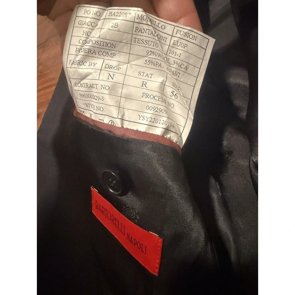 Bartorelli Napoli Wool,Cashmere Blazer 44 Black Sport Coat, See Measurements